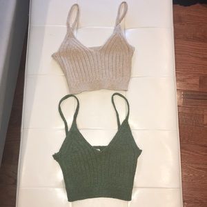 Two knit crop tops